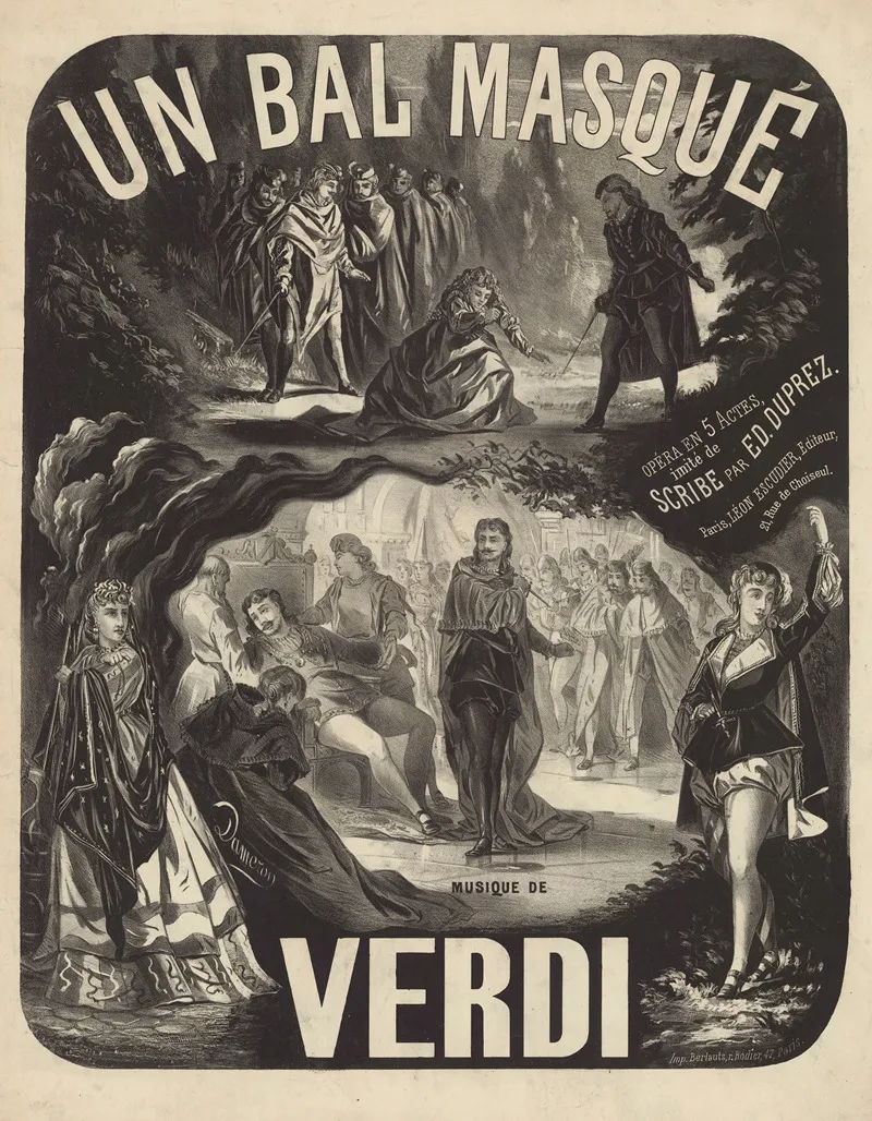Un Bal Masque Opera En 5 Actes De N Somma Imite De Scribe Par Ed Duprez Musique De Verdi 2 Wall Art by Emile Dameron - High-Resolution Digital Print