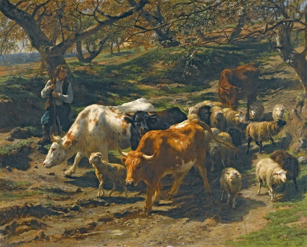 Un Berger Avec Son Troupeau Wall Art by Rosa Bonheur - High-Resolution Digital Print