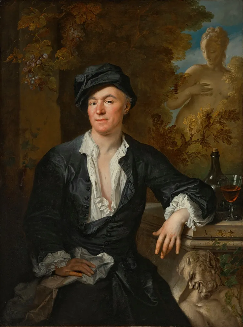 Un Buveur Sous Une Treille A Drinker Under A Trellis Wall Art by Jacques-François Delyen - High-Resolution Digital Print