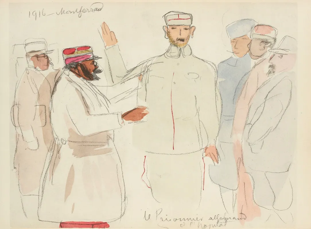 Un Prisonnier Allemand A Lhopital Montferrand 1916 Wall Art by Paul Goute - High-Resolution Digital Print