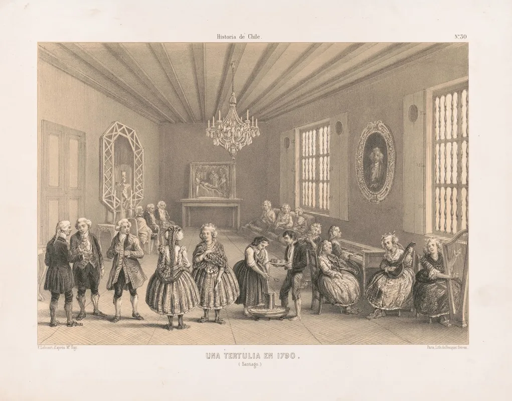 Una Tertulia En 1790 Santiago Wall Art by Pierre Frédéric Lehnert - High-Resolution Digital Print