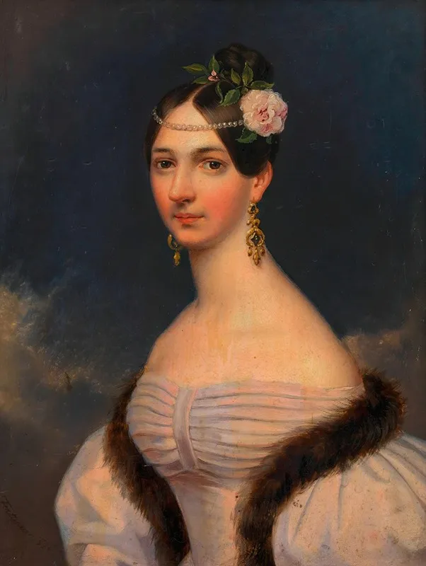 Unbekannte Dame In Lila Kleid Wall Art by Leopold Fertbauer - High-Resolution Digital Print