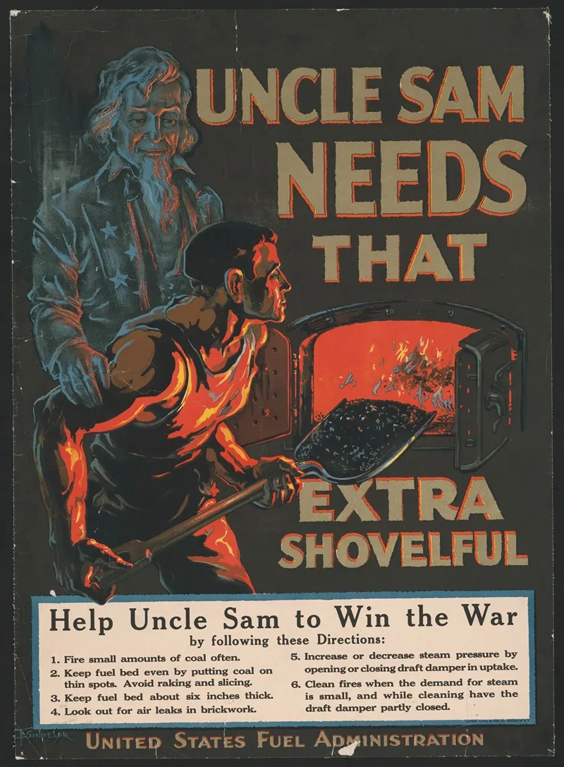Uncle Sam Needs That Extra Shovelful Wall Art by F. Sindelar - High-Resolution Digital Print