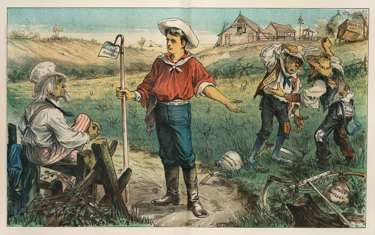Uncle Sams Neglected Farm Wall Art by Joseph Ferdinand Keppler - High-Resolution Digital Print