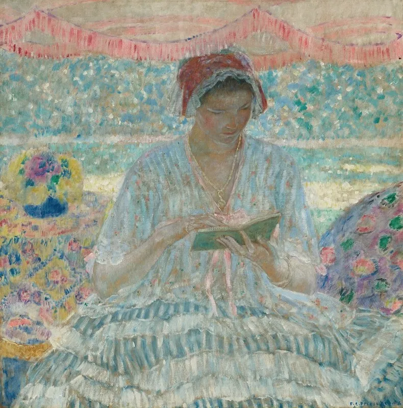 Under The Awning Wall Art by Frederick Carl Frieseke - High-Resolution Digital Print