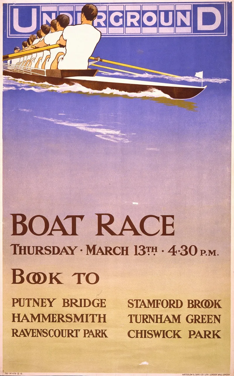 Underground Boat Race Wall Art by Waterlow and Sons, Ltd - High-Resolution Digital Print