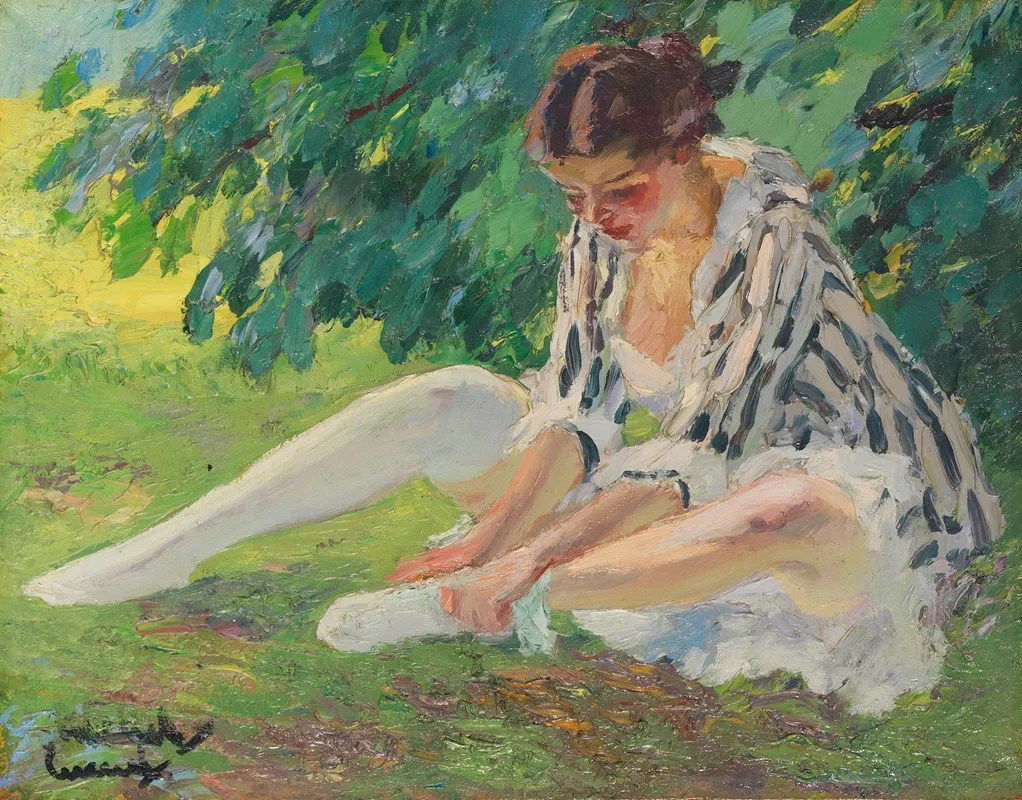 Undressing Sitting In The Grass