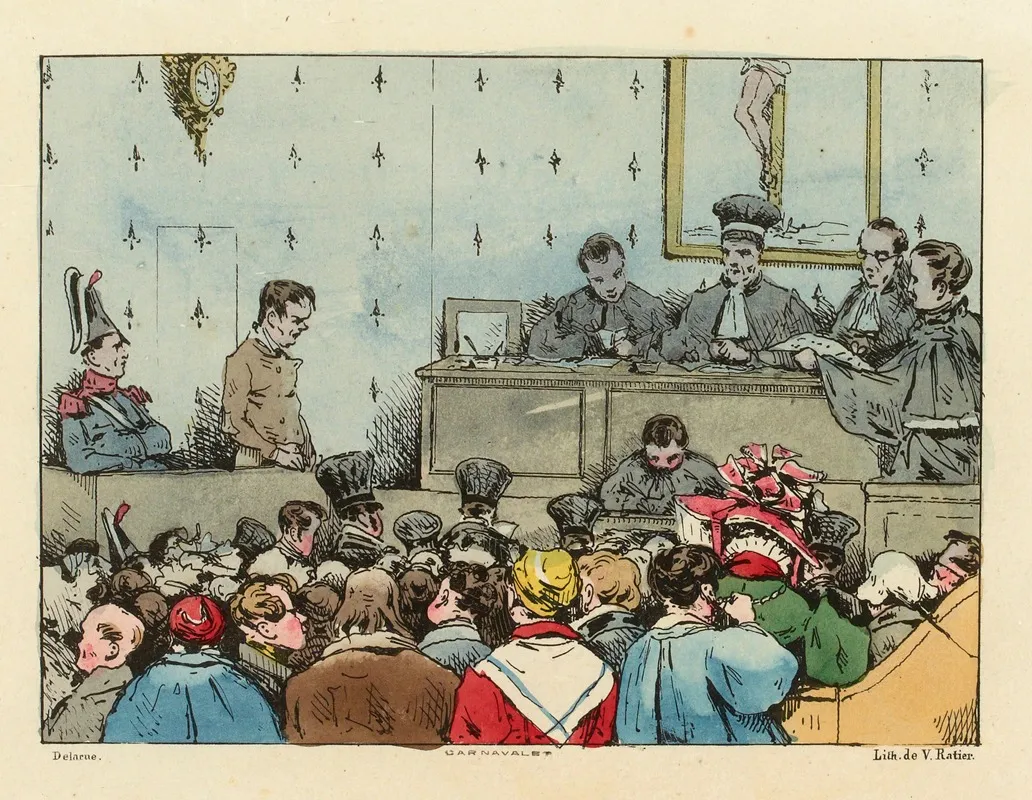 Une Audience De Police Correctionnelle Wall Art by Félix Fortuné Delarue - High-Resolution Digital Print