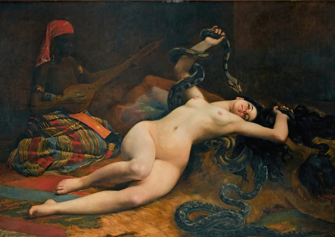 Une Charmeuse Wall Art by Emile Cambiaggio - High-Resolution Digital Print