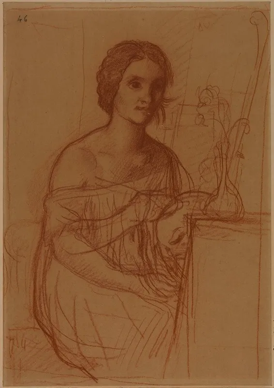 Une Femme Assise Peignant Un Vase Wall Art by Pierre Puvis de Chavannes - High-Resolution Digital Print