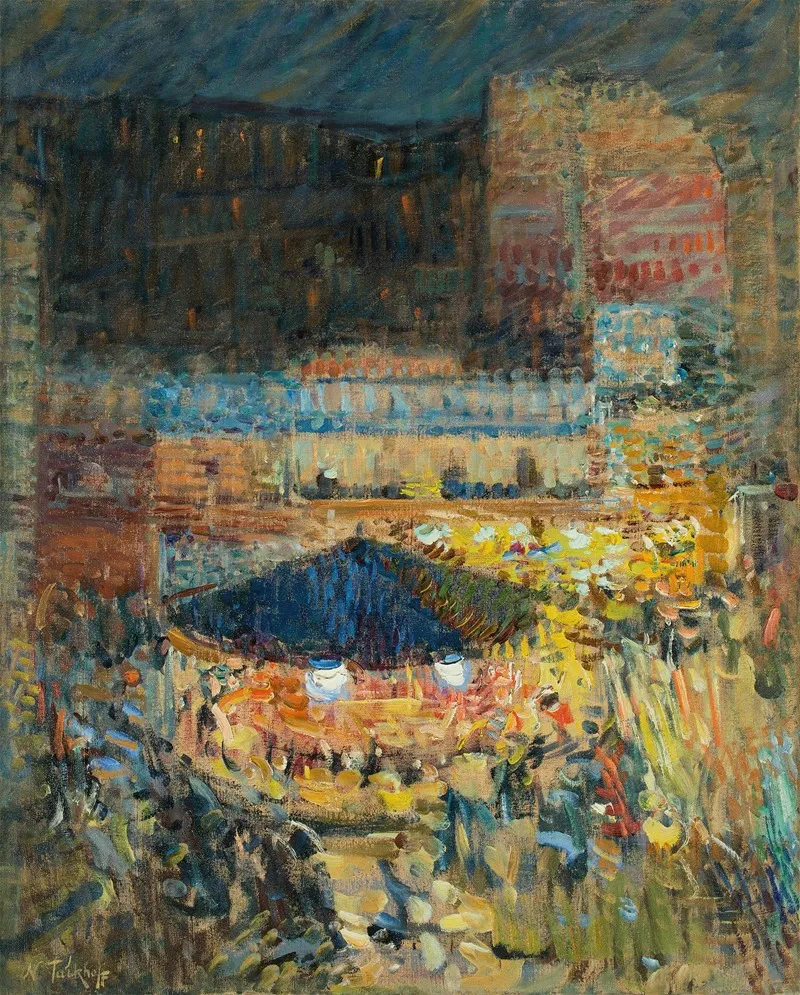 Une Fete Nocturne Manege Place Du Mene Wall Art by Nicolas Alexandrovitch Tarkhoff - High-Resolution Digital Print