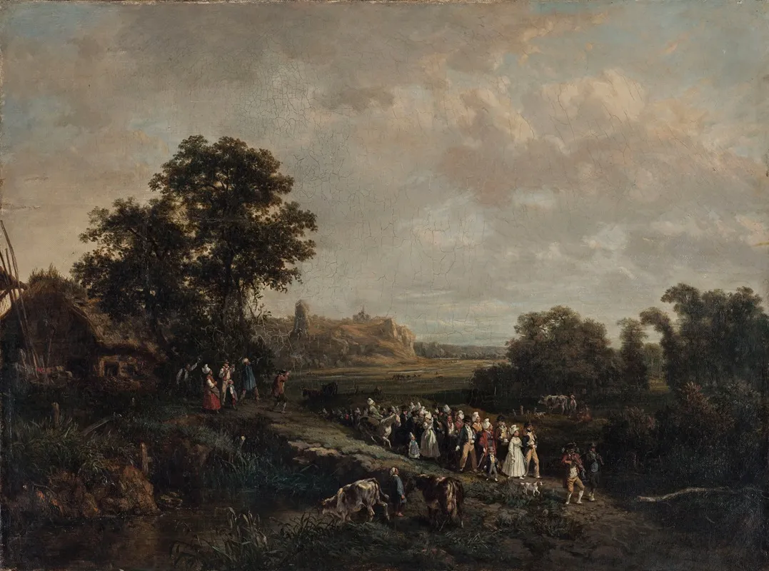 Une Noce En Procession Wall Art by Eugène Louis Vasselin - High-Resolution Digital Print