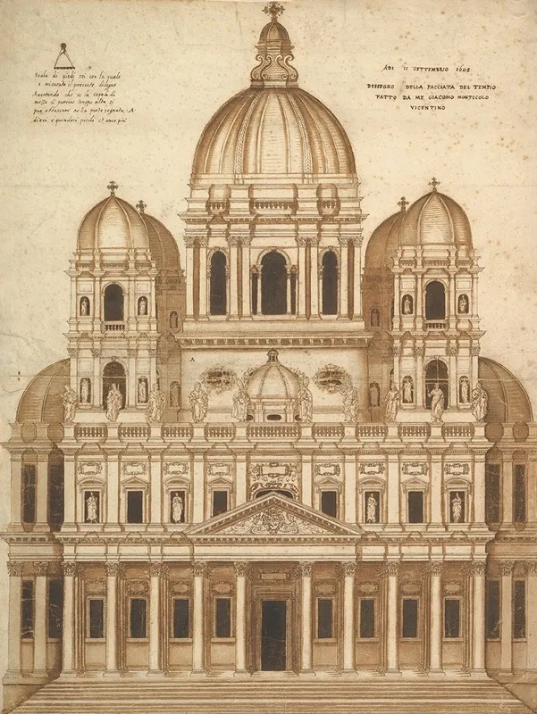 Unexecuted Design For The Facade Of The Church Of Santa Maria In Araceli In The City Of Vicenza Wall Art by Giacomo Monticolo of Vicenza - High-Resolution Digital Print