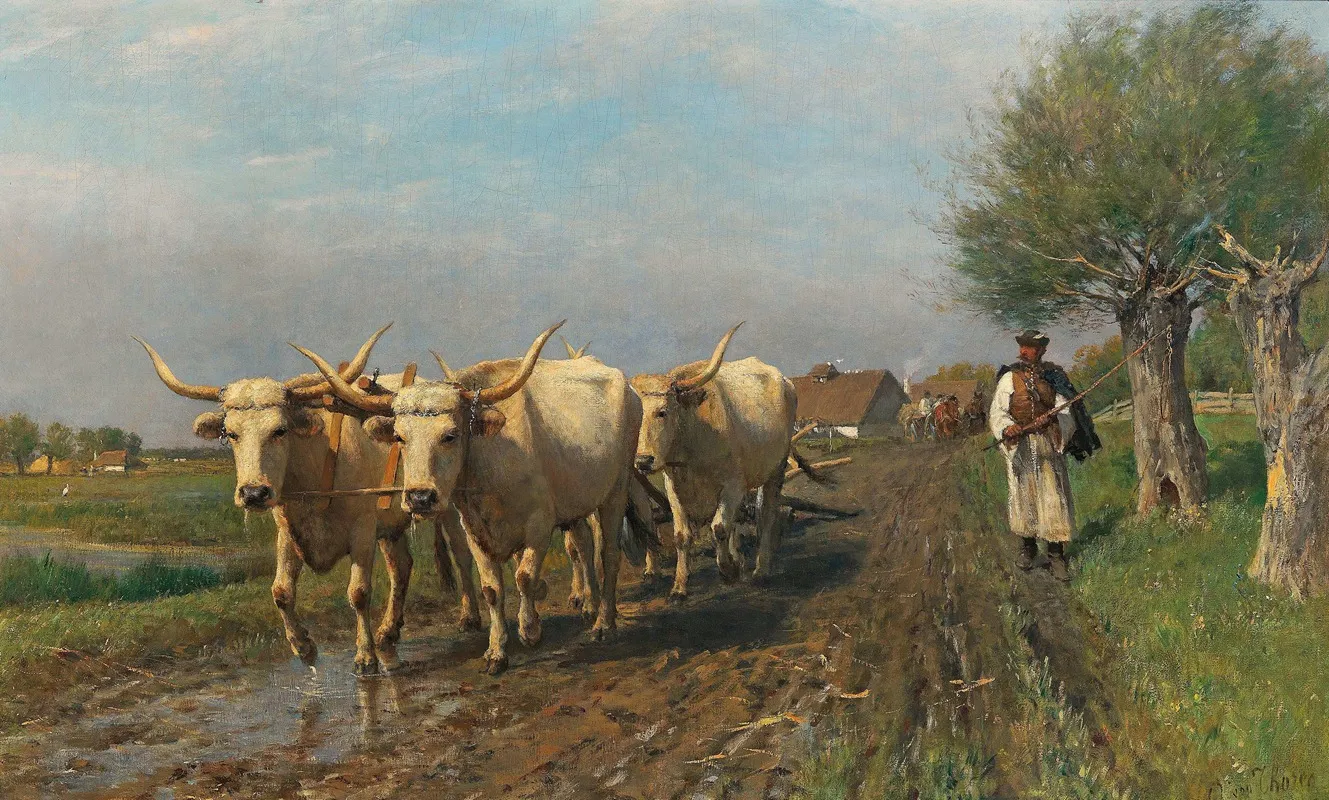 Ungarischer Bauer Mit Steppenrindern Wall Art by Otto von Thoren - High-Resolution Digital Print