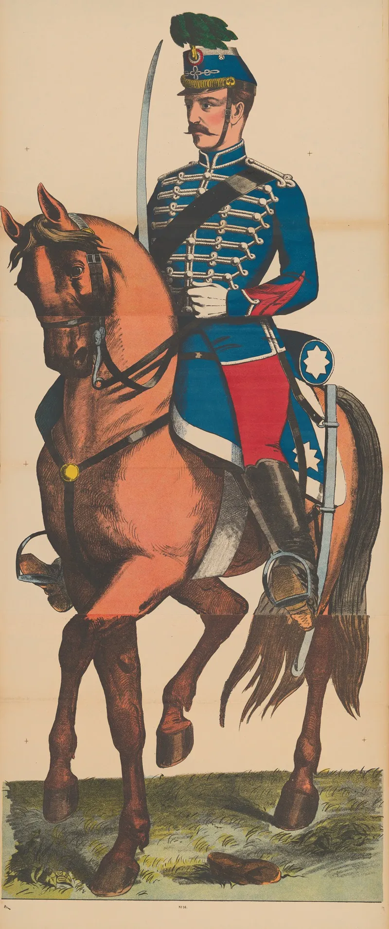 Unidentified French Hussar In Uniform With Sword On Horseback Wall Art by René Ackermann - High-Resolution Digital Print