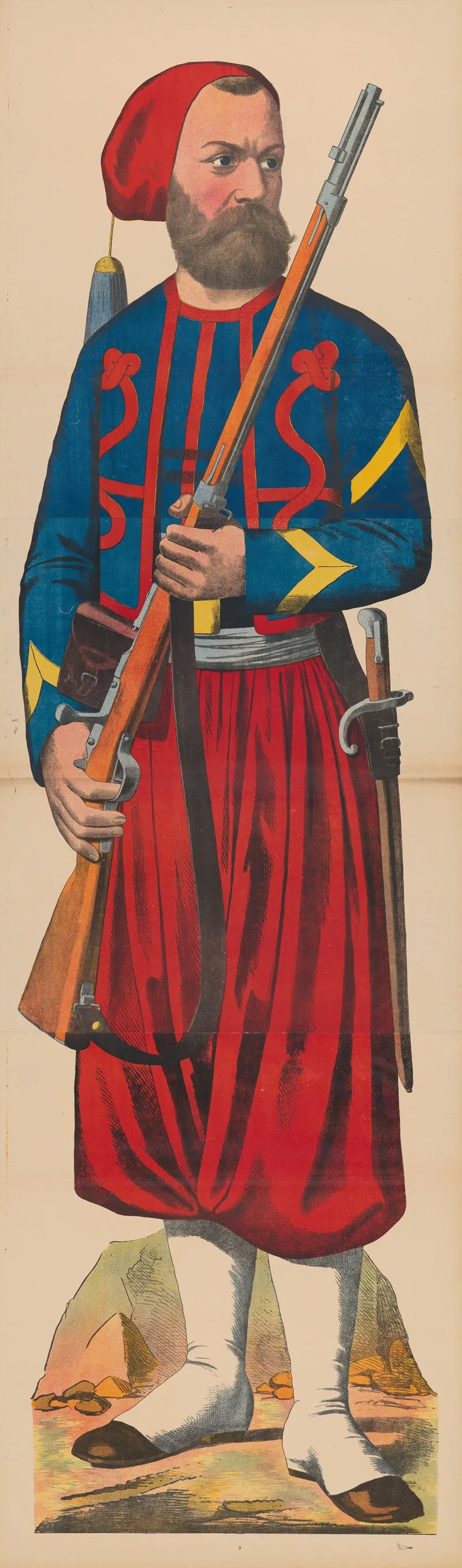 Unidentified French Zouave In Uniform With Rifle And Sword Wall Art by René Ackermann - High-Resolution Digital Print