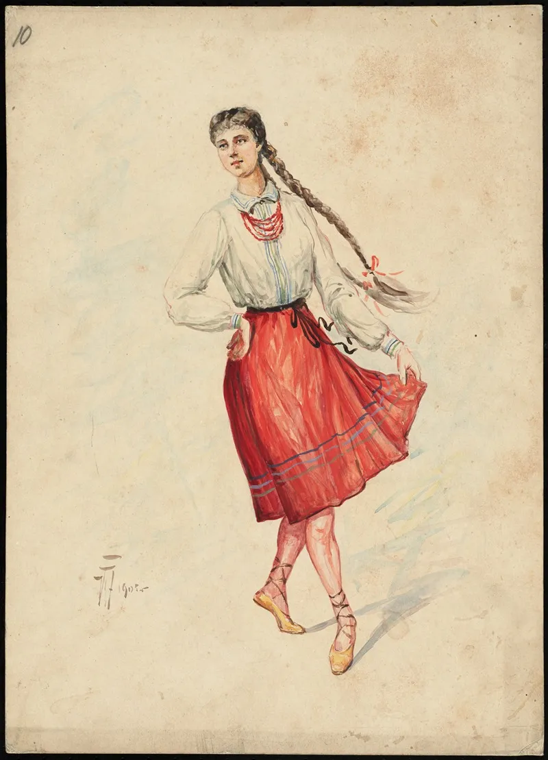 Unidentified Italian Opera Costume Design Plate 10 Wall Art by W. Fasienski - High-Resolution Digital Print