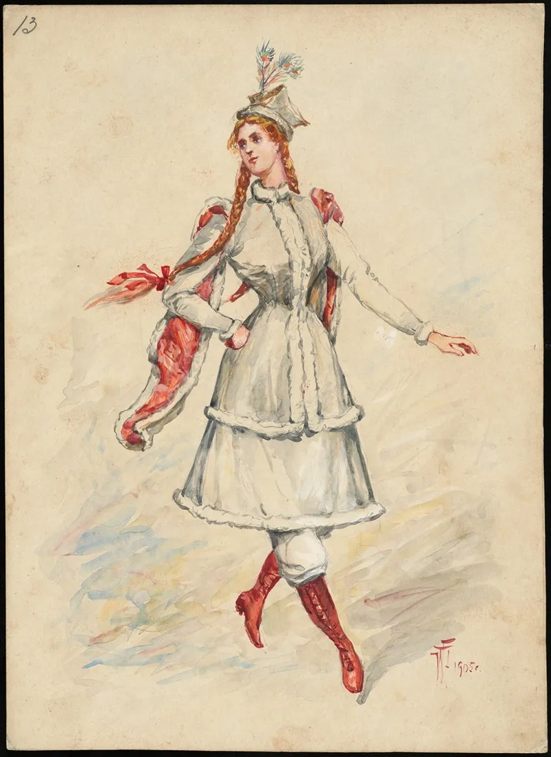 Unidentified Italian Opera Costume Design Plate 13 Wall Art by W. Fasienski - High-Resolution Digital Print