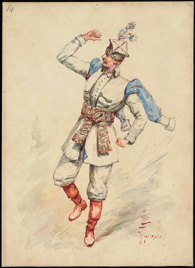 Unidentified Italian Opera Costume Design Plate 14 Wall Art by W. Fasienski - High-Resolution Digital Print