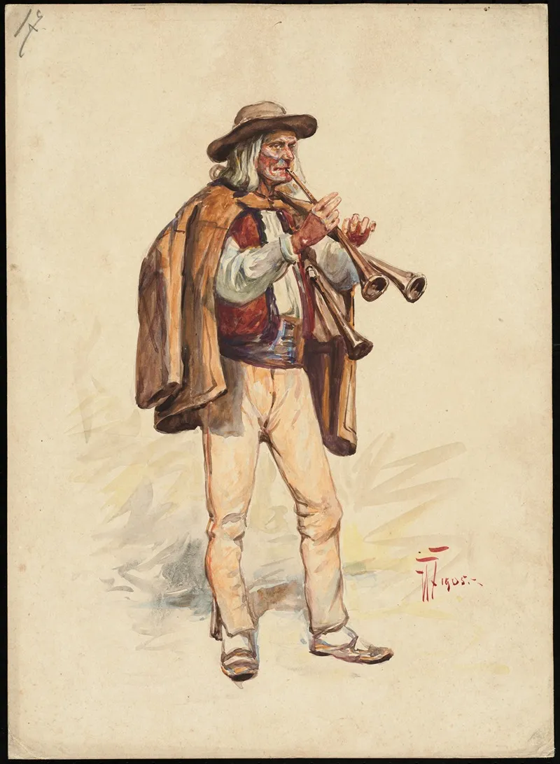Unidentified Italian Opera Costume Design Plate 17 Wall Art by W. Fasienski - High-Resolution Digital Print