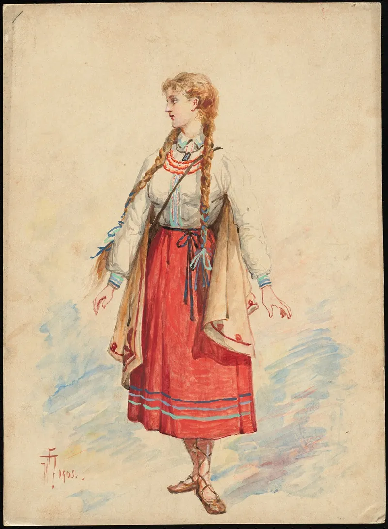Unidentified Italian Opera Costume Design Plate 1 Wall Art by W. Fasienski - High-Resolution Digital Print