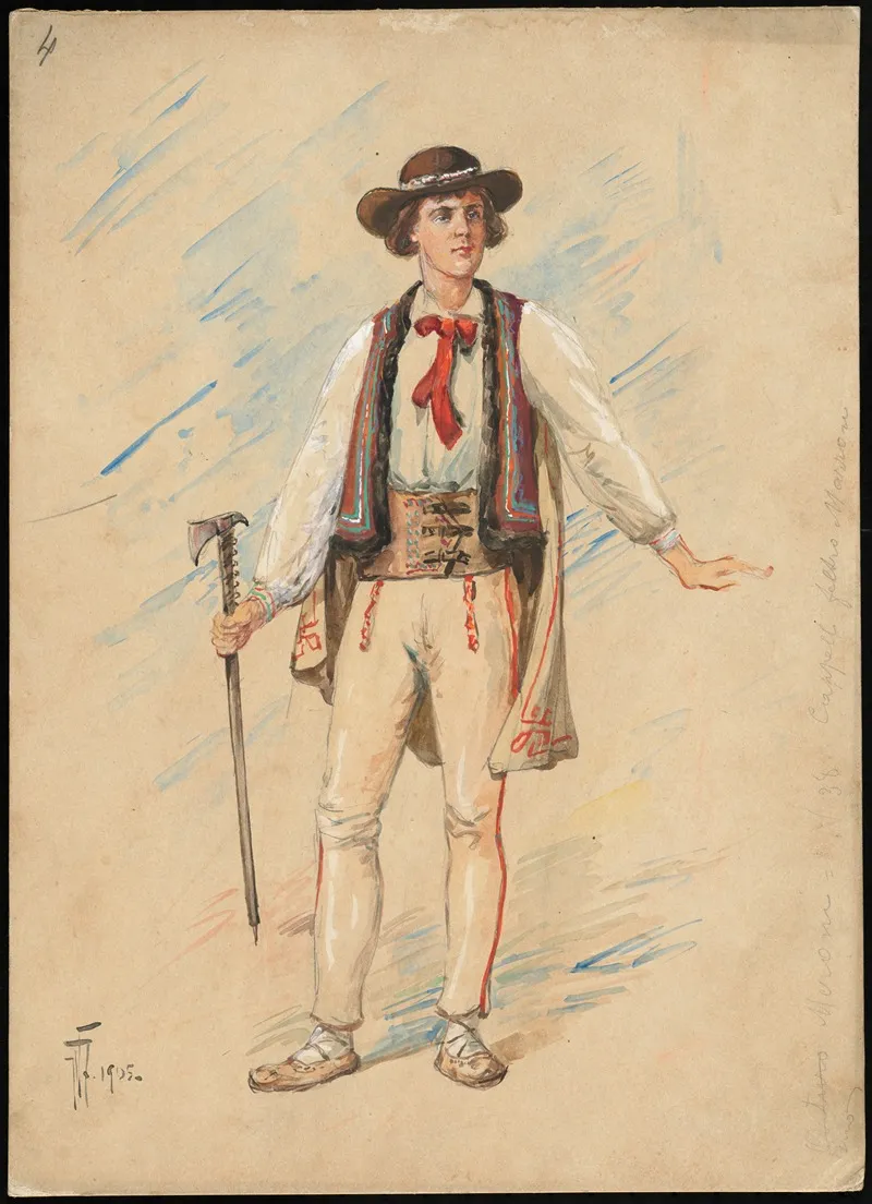 Unidentified Italian Opera Costume Design Plate 4 Wall Art by W. Fasienski - High-Resolution Digital Print
