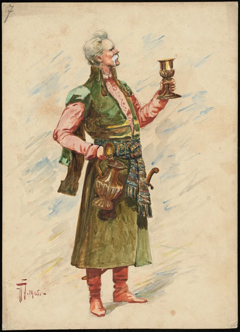 Unidentified Italian Opera Costume Design Plate 7 Wall Art by W. Fasienski - High-Resolution Digital Print