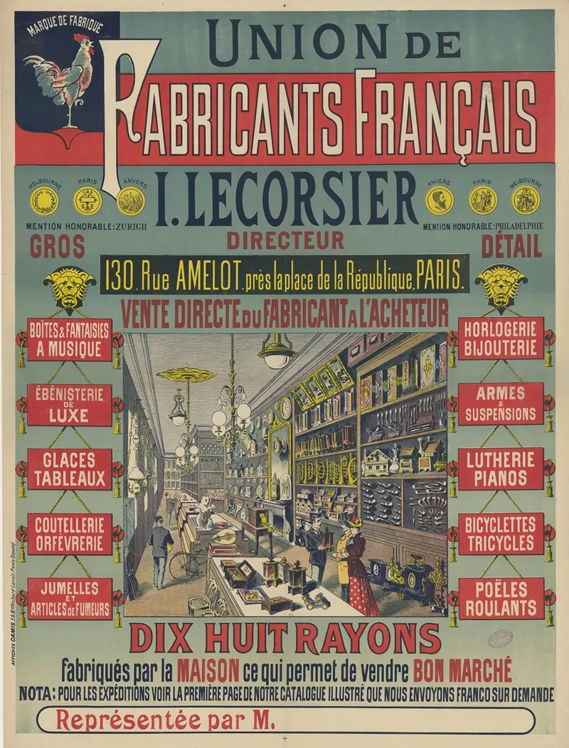 Union De Fabricants Francais I Lecorsier Directeur Wall Art by Imp. Camis - High-Resolution Digital Print