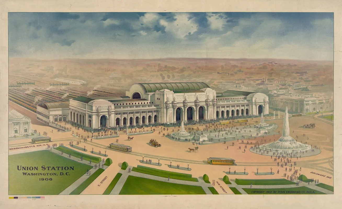 Union Station Washington D C 1906 Wall Art by Breuker &amp; Kessler Co. - High-Resolution Digital Print