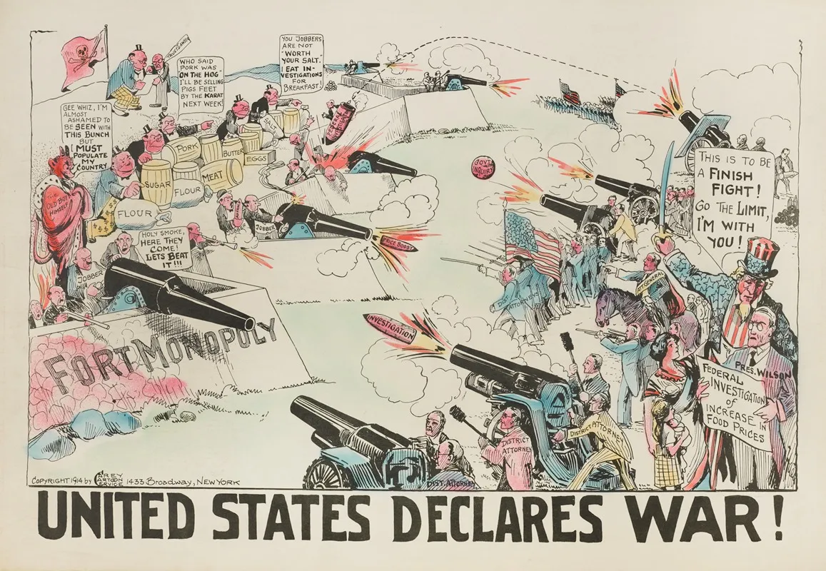 United States Declares War Wall Art by Carey Cartoon Service - High-Resolution Digital Print