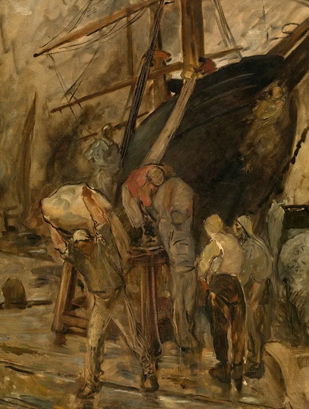 Unloading A Sailing Ship Wall Art by Constantin Meunier - High-Resolution Digital Print