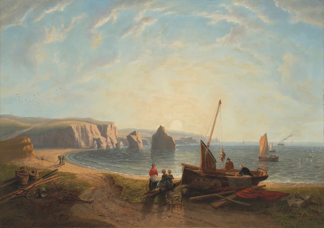 Unloading The Catch In Freshwater Bay Wall Art by John Wilson Carmichael - High-Resolution Digital Print