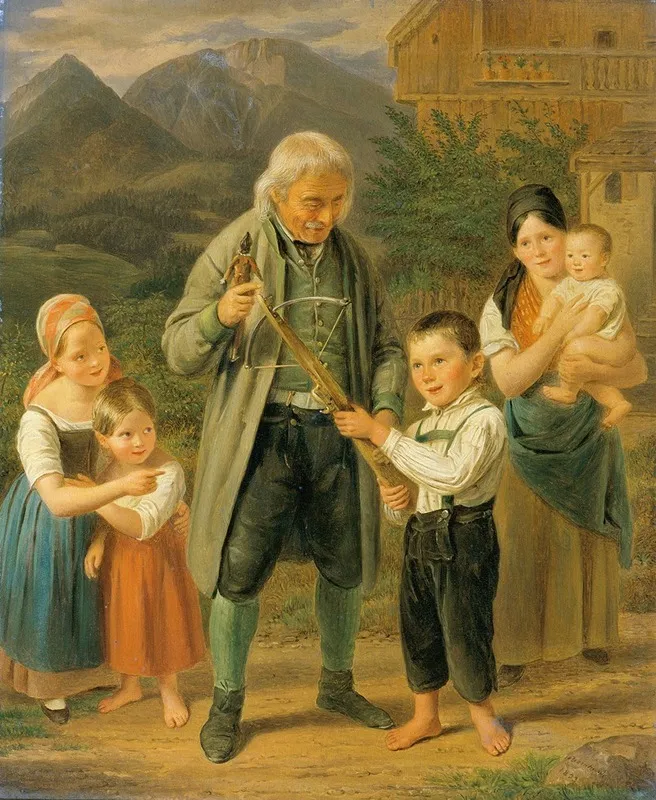 Unterricht Im Bogenschiesen Wall Art by Franz Bernhardt - High-Resolution Digital Print