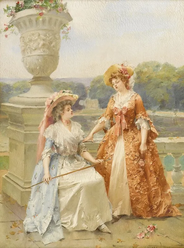 Untitled Courtyard With Maidens Wall Art by Henri Victor Lesur - High-Resolution Digital Print