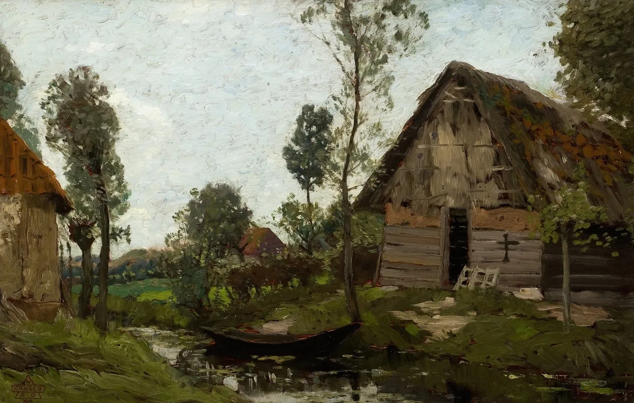 Untitled Landscape With House And Boat