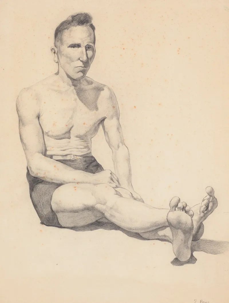 Untitled Man Seated In Bathing Suit