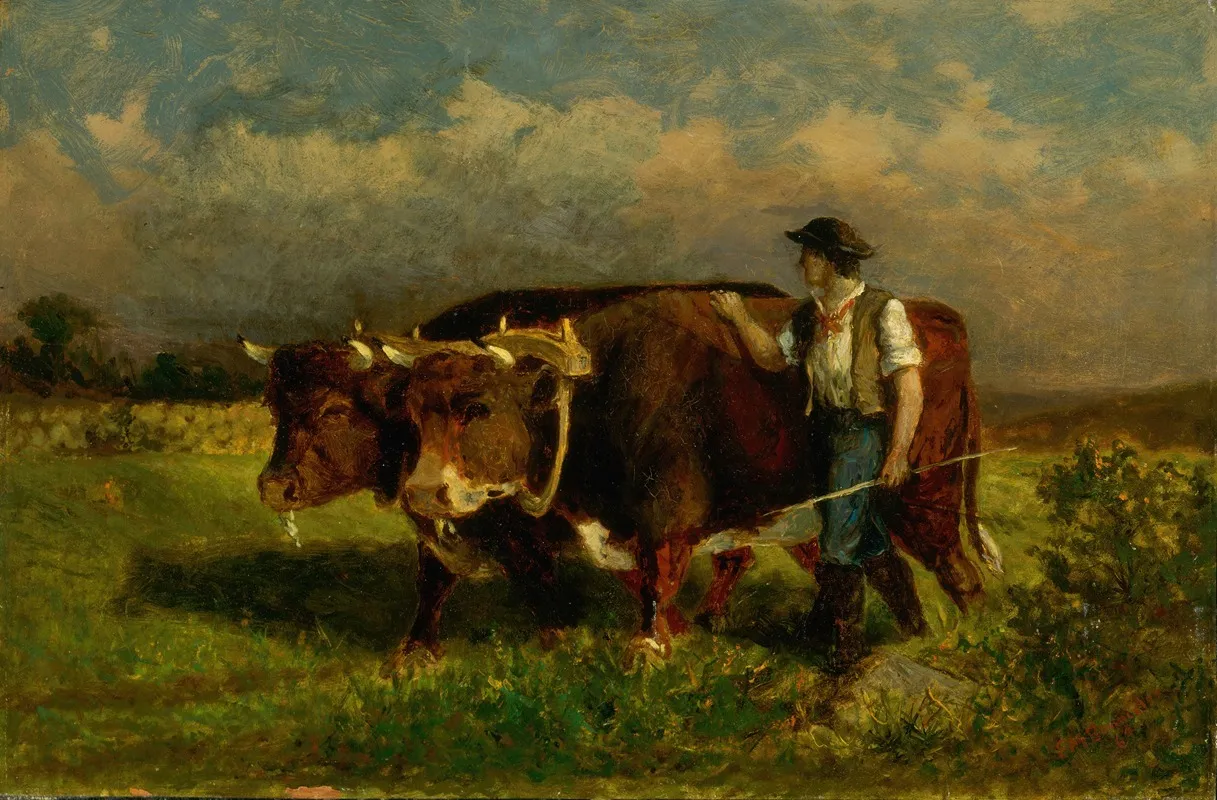 Untitled Man With Two Oxen