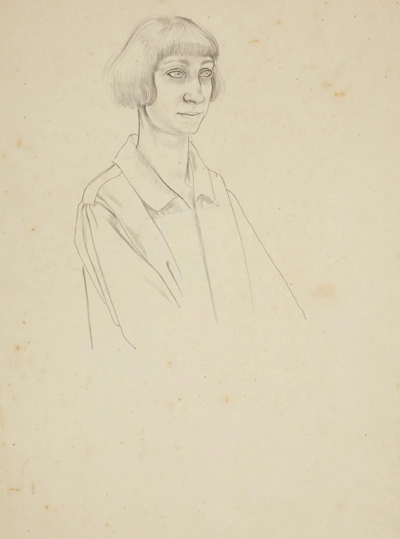 Untitled Study Of Woman With Bobbed Hair Preparatory Drawing For The Marriage At Cana