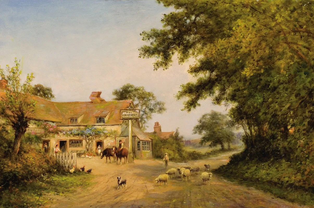 Untitled Village Scene Wall Art by Walter Wallor Caffyn - High-Resolution Digital Print