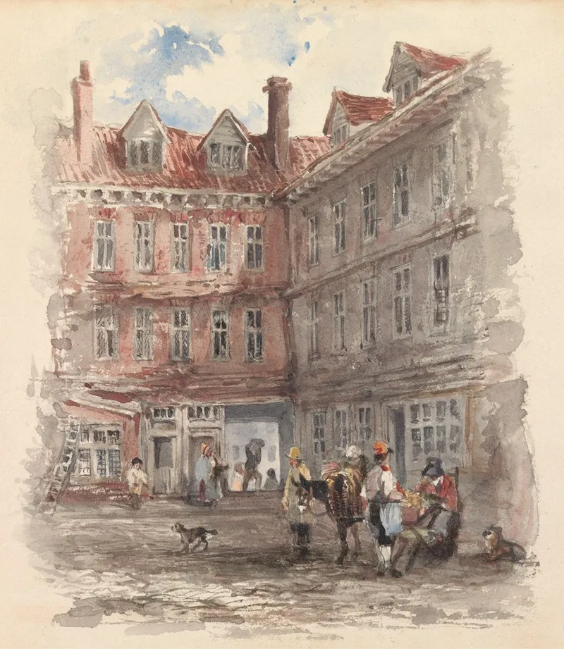 Urban Scene With Vendors Wall Art by Harry Willson - High-Resolution Digital Print