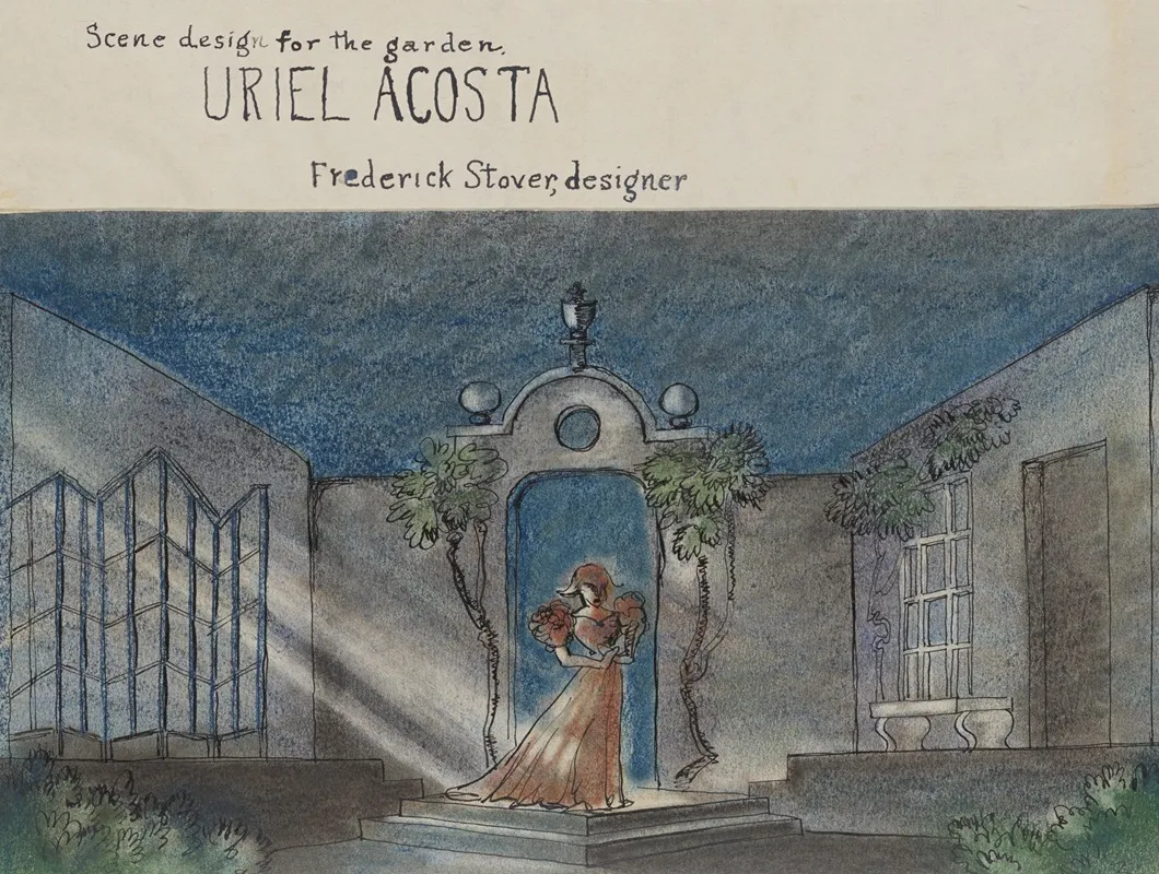 Uriel Acosta Scene Design For The Garden Wall Art by Frederick Stover - High-Resolution Digital Print