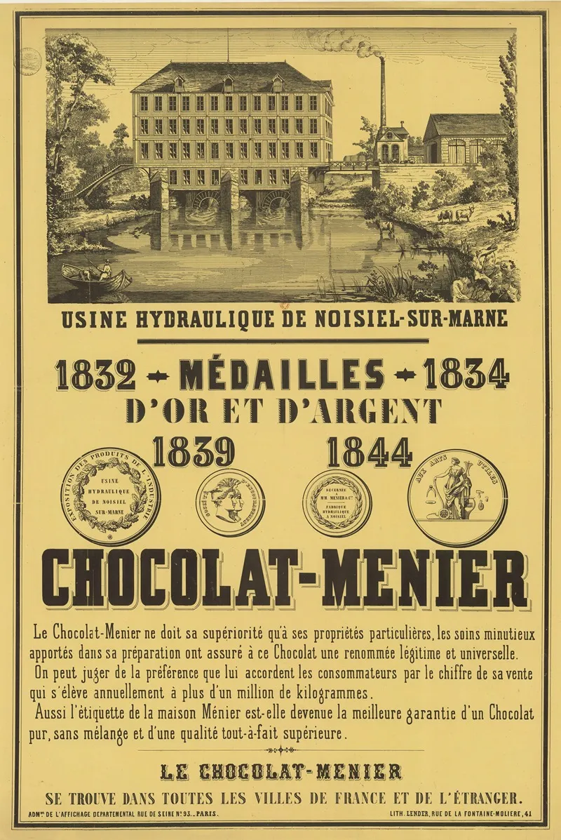 Usine Hydraulique De Noisiel Sur Marne Chocolat Menier Wall Art by Lith. Lender - High-Resolution Digital Print
