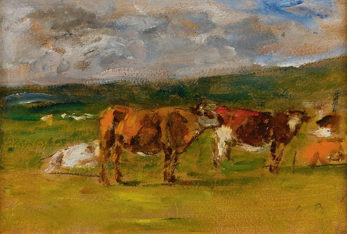 Vaches Au Paturage Etude Wall Art by Eugène Boudin - High-Resolution Digital Print