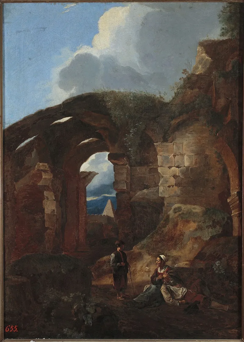 Vagabonds Resting In The Ruins Of The Colosseum Wall Art by Michelangelo Cerquozzi - High-Resolution Digital Print