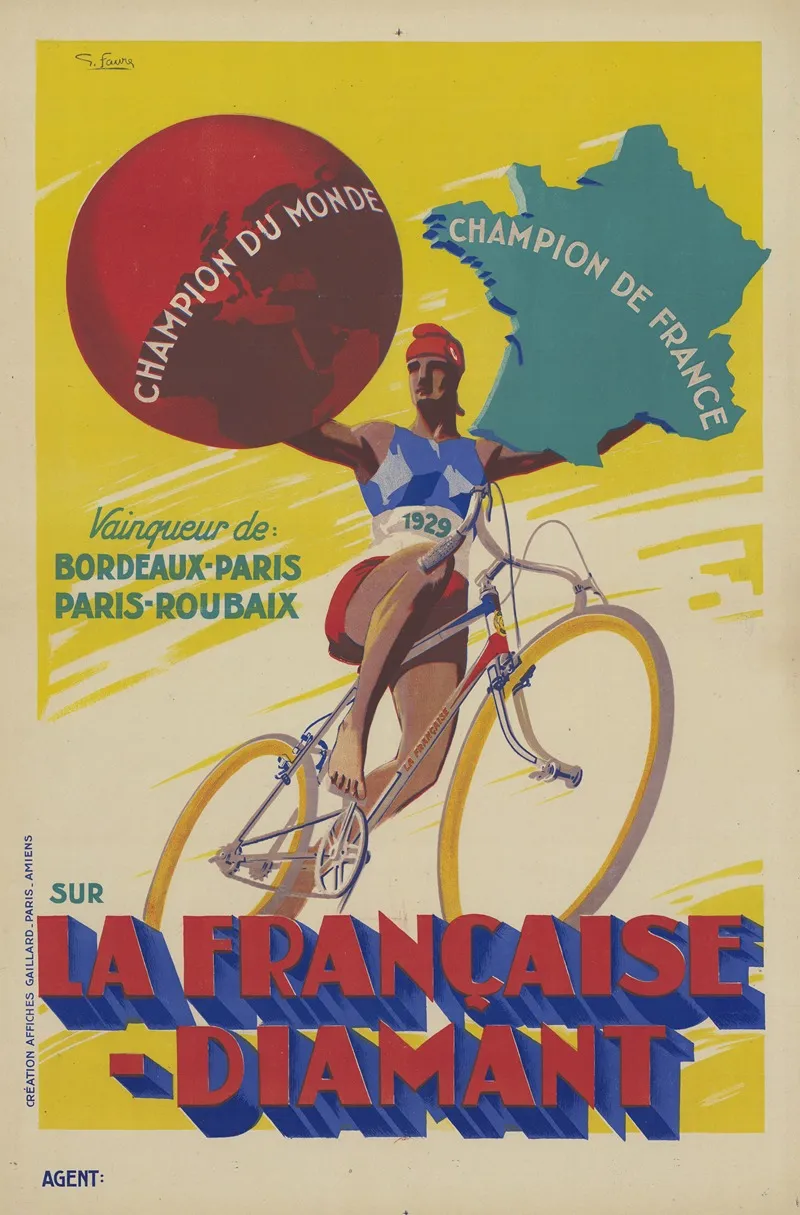 Vainqueur De Bordeaux Paris Paris Roubaix Sur La Francaise Diamant 1929 Wall Art by Georges Favre - High-Resolution Digital Print