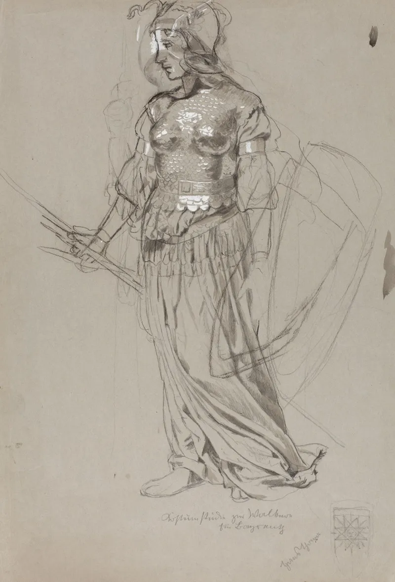 Valkyrie Costume Study For Bayreuth Wall Art by Hans Thoma - High-Resolution Digital Print