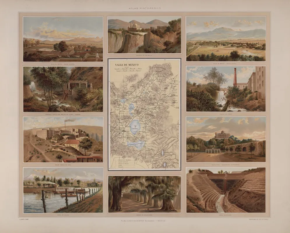 Valley Of Mexico Map Wall Art by Antonio García Cubas - High-Resolution Digital Print