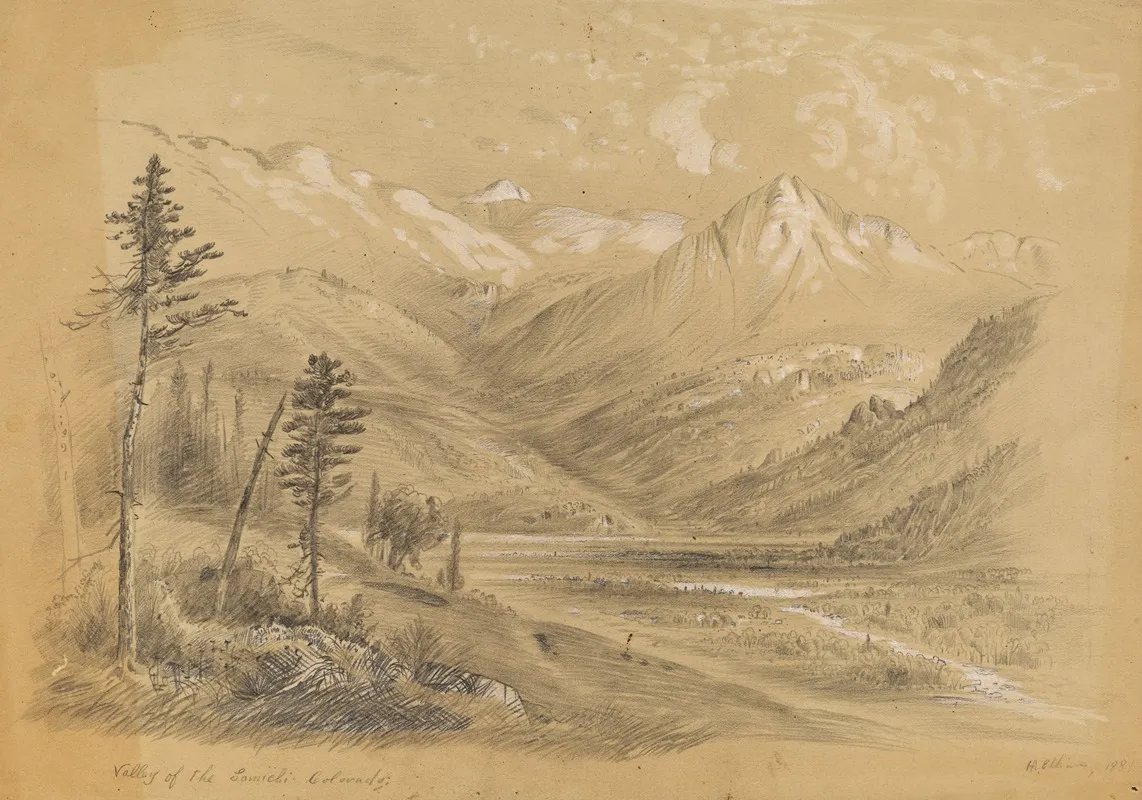 Valley Of The Tomichi Colorado Wall Art by Henry Arthur Elkins - High-Resolution Digital Print