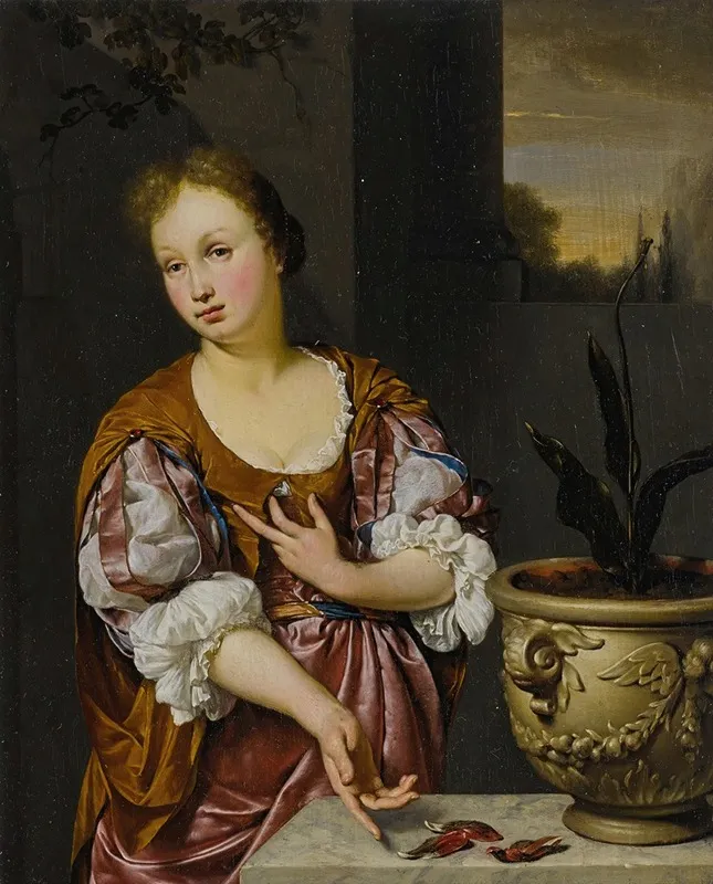 Vanitas Portrait Of A Young Woman Wall Art by Jan Van Mieris - High-Resolution Digital Print
