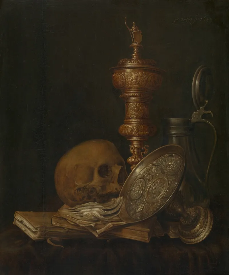 Vanitas With Show Goblet And Tazza Wall Art by Jan Hendricksz. van Zuylen - High-Resolution Digital Print